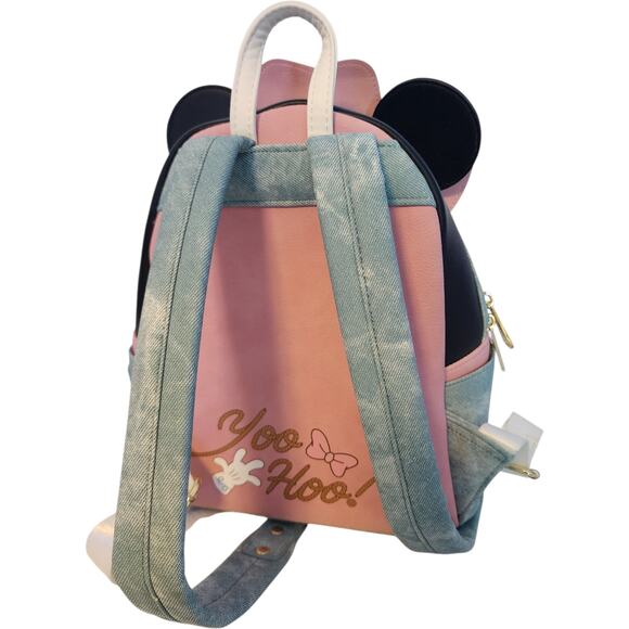 Disney Loungefly Minnie Mouse Cowgirl Backpack Denim Fringe Pink Western main image 7